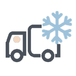 ícono de un camión con un copo de nieve